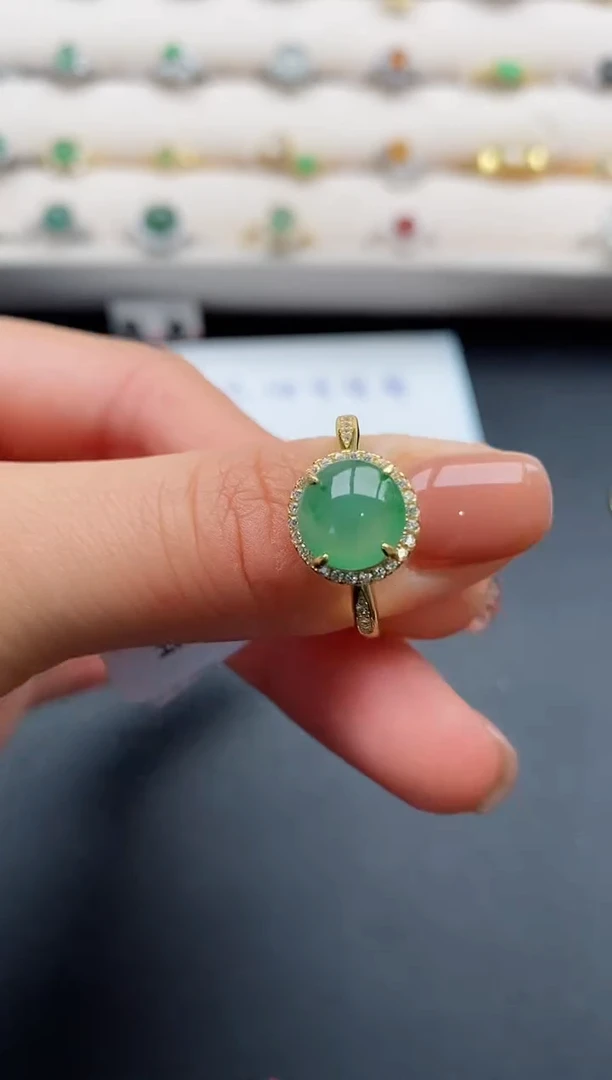 银S925镶嵌戒指翡翠2222222+1