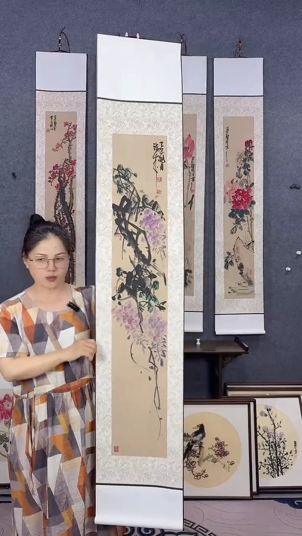 国画175*32吴铁成手绘卷轴