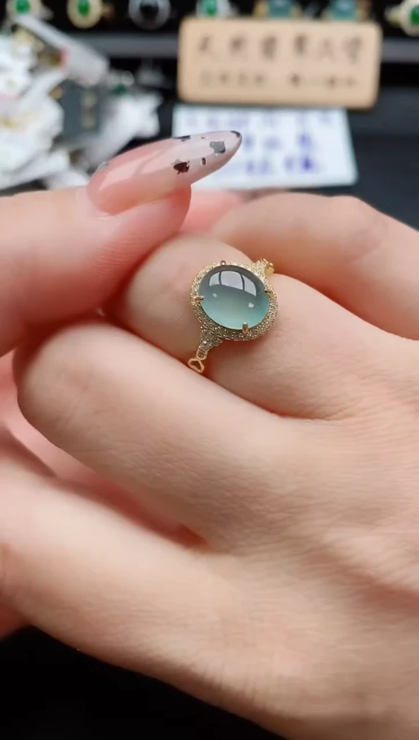 银S925镶嵌戒指翡翠1