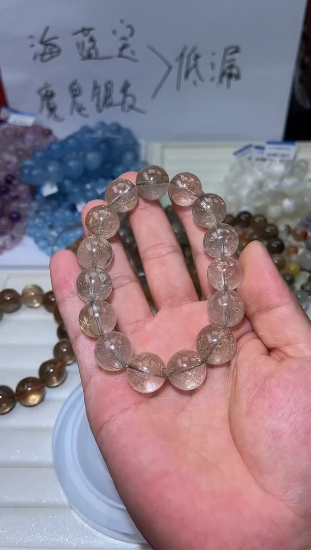 水晶手串未镶嵌L19-15mm魔鬼银发晶单圈-多样性发其一