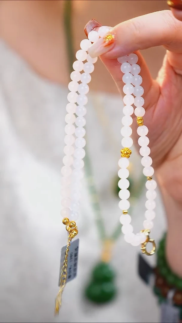 颈饰未镶嵌和田玉圆珠珠链一条