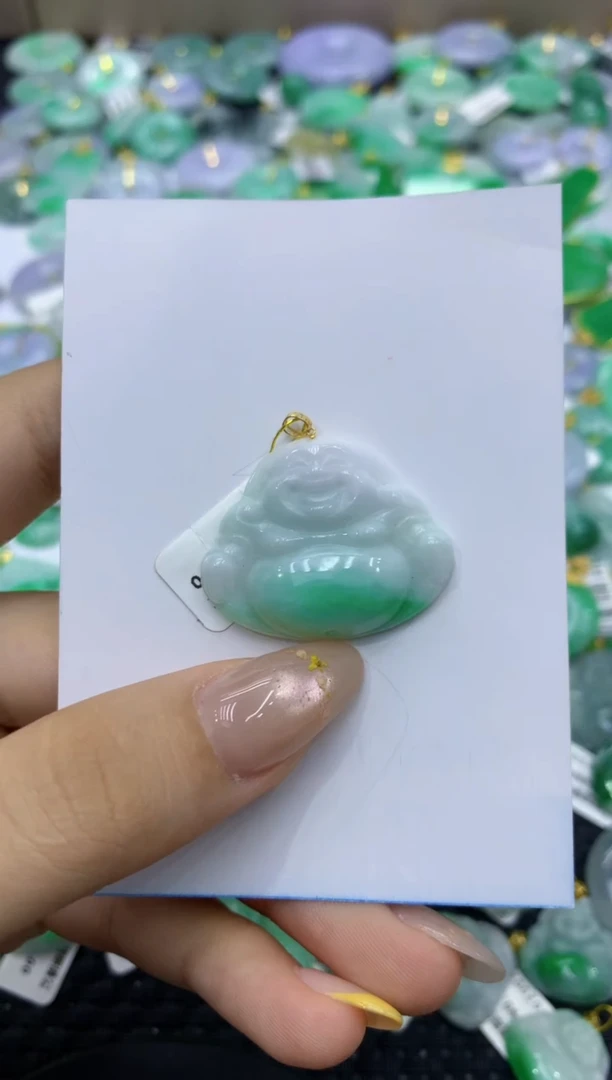 颈饰18K金镶嵌翡翠天然缅甸翡翠A货