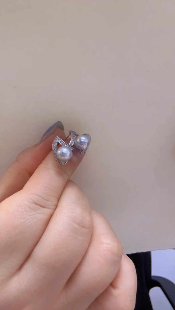 未镶嵌耳饰海水珍珠真多麻7.8mm+S925银耳钉