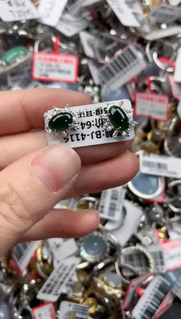 银S925镶嵌戒指翡翠999     10