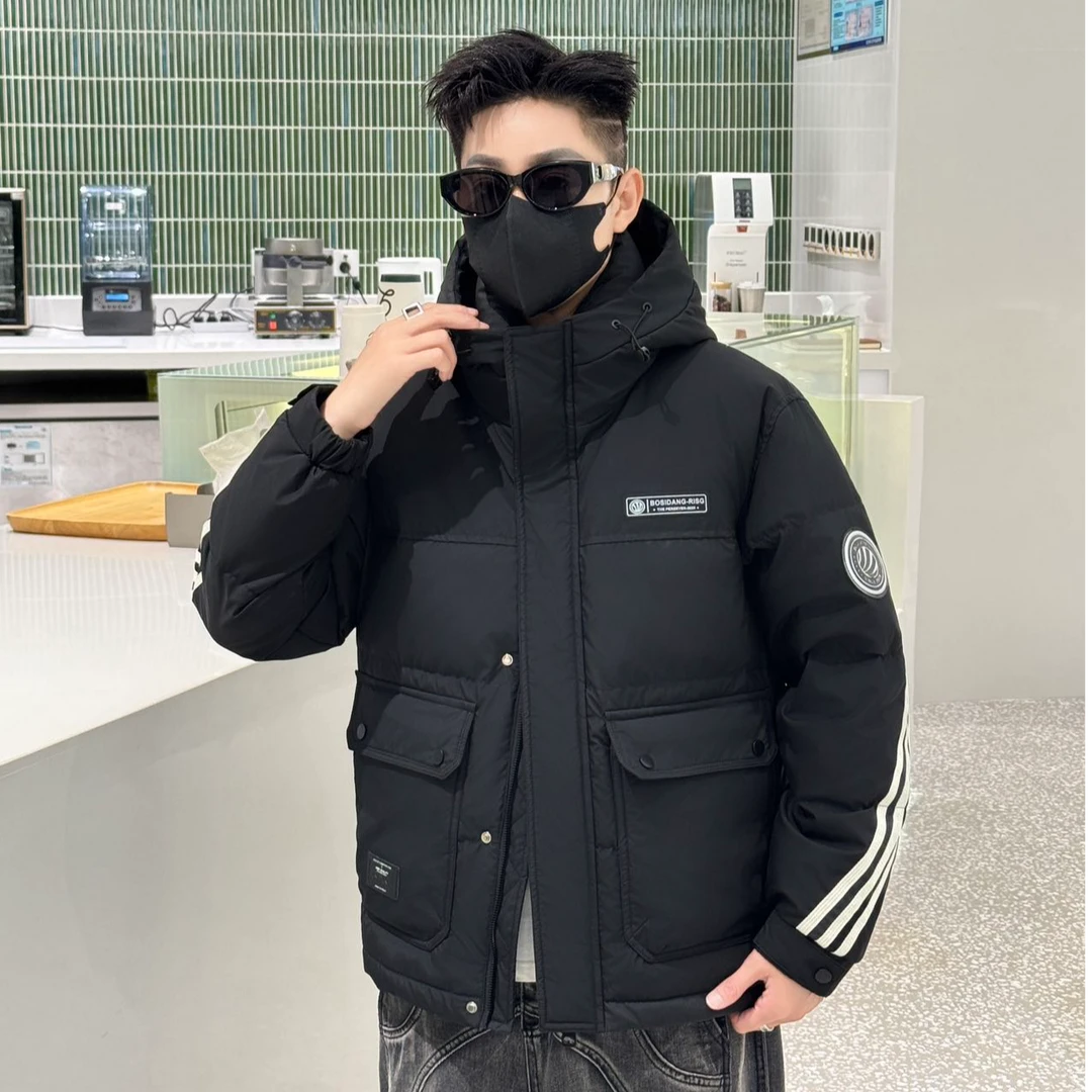 【辉哥】连帽冬季拼接撞色潮流保暖时尚休闲短款外套非标8852