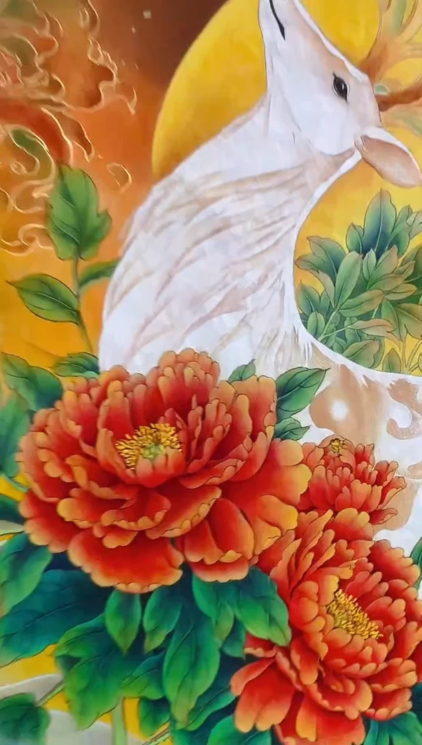 国画沉**语徐凤秋老师一鹿生花