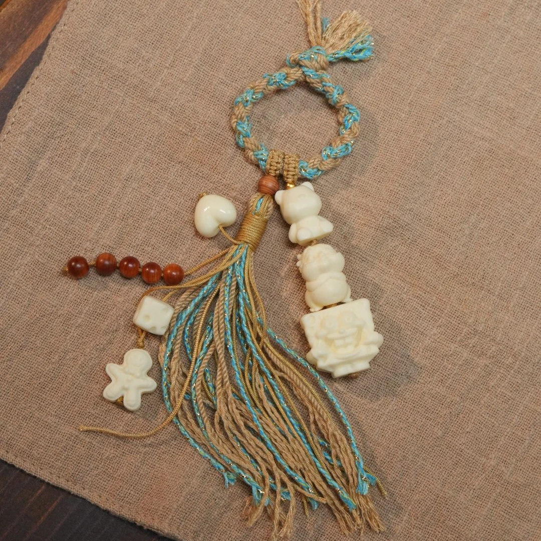 【童话镇】牙牙果纯手工编绳 DIY创意编绳包挂车挂钥匙挂