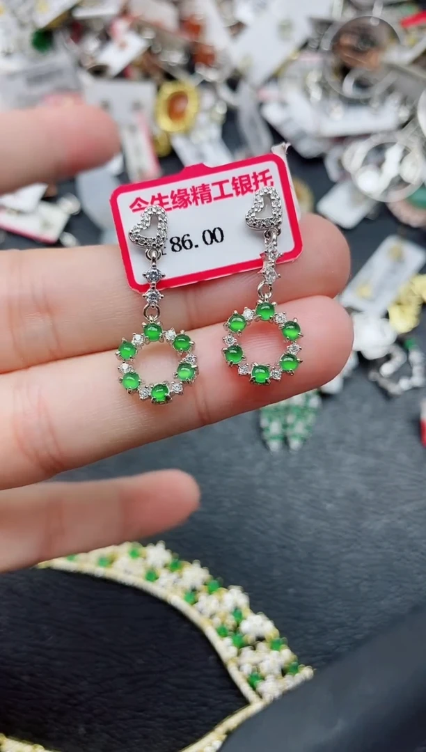 银S925镶嵌戒指翡翠1