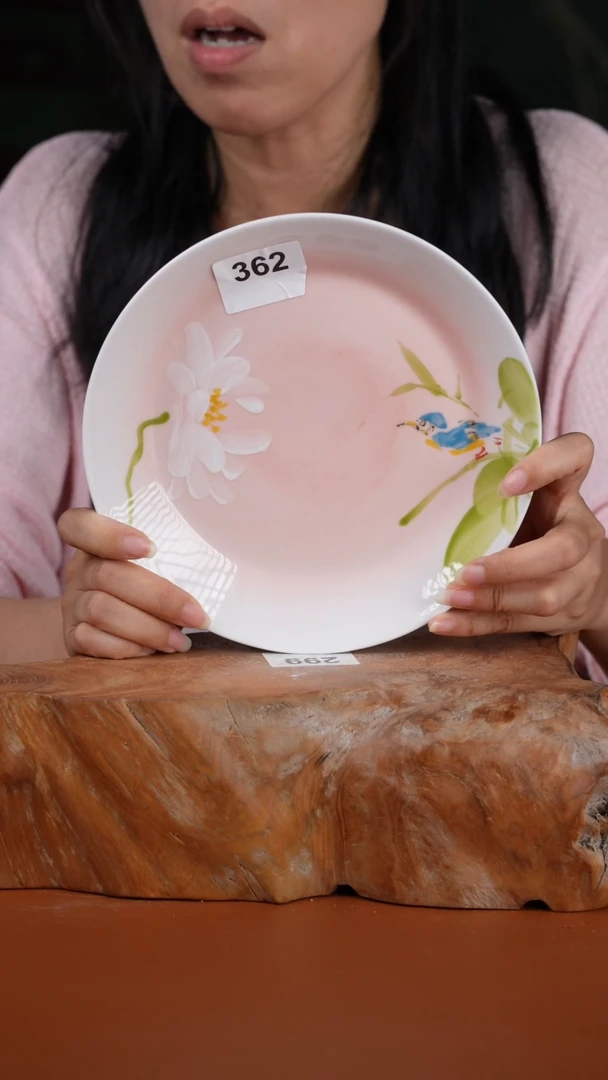 陶瓷景德镇高温釉中彩如意盘直径20高3