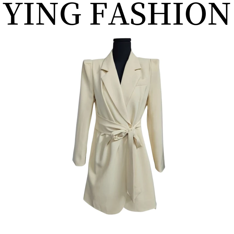 【YING FASHION】莹老板-时尚气质百搭西装领系带外套8020059 927