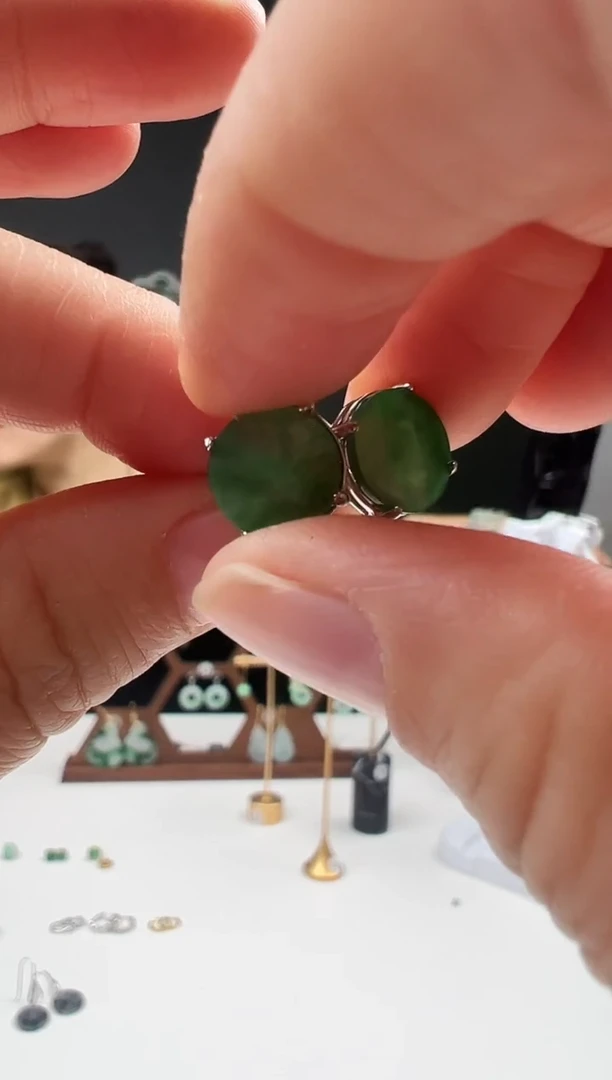 银S925镶嵌翡翠耳饰006