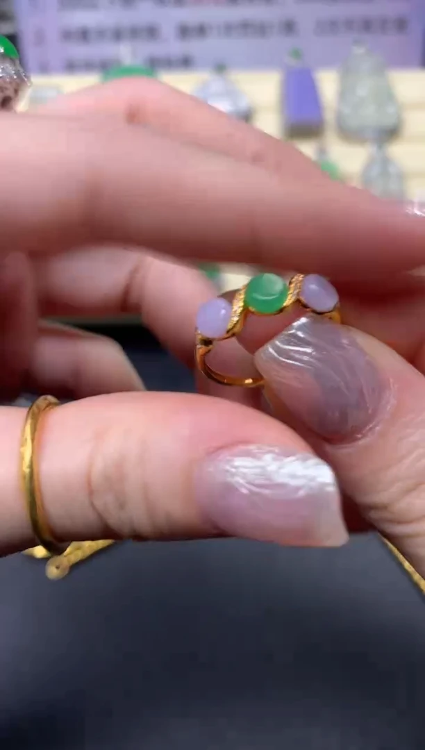 【闪购商品】翡翠戒指18K金镶嵌戒指|1380+138