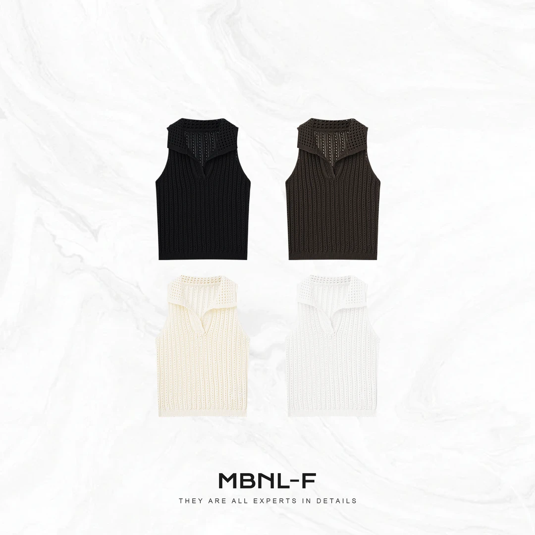 MBNL-F“重工勾花背心” 高定100%棉手工镂空马甲 秦磊XM-XBX2161