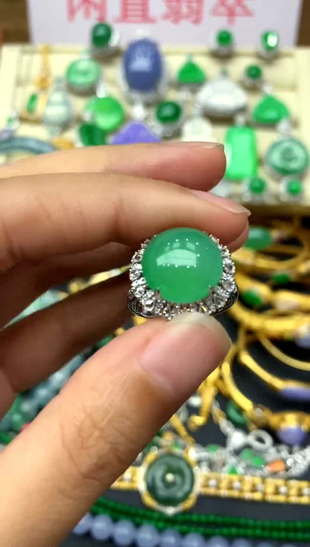 翡翠戒指18K金镶嵌390-中国好珍宝