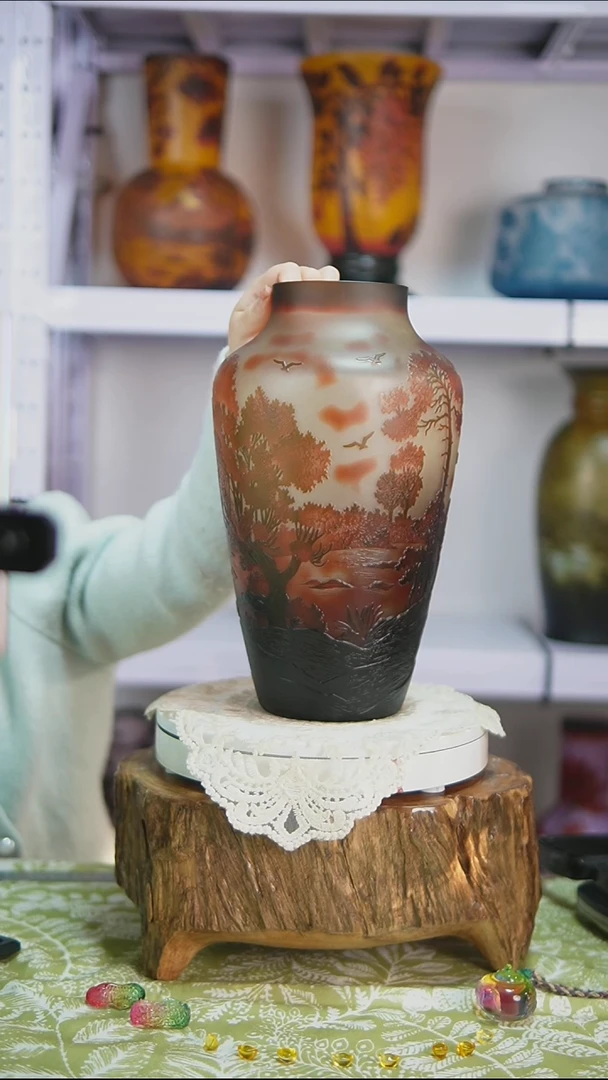 琉璃【18】咖色丛林格雷花瓶