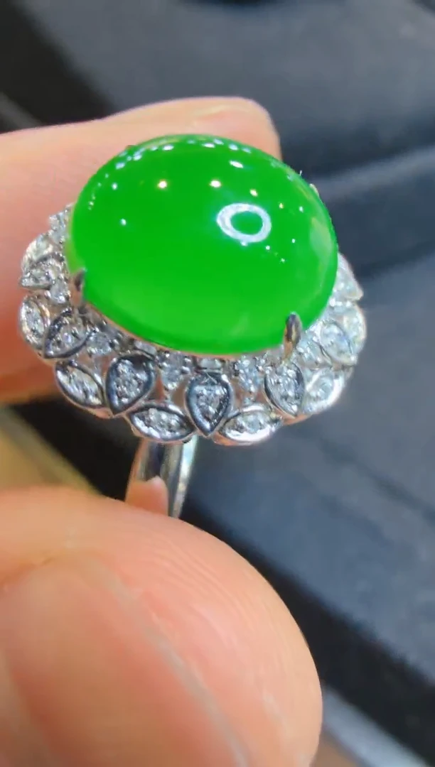 18K金镶嵌戒指翡翠多样性团购发一件