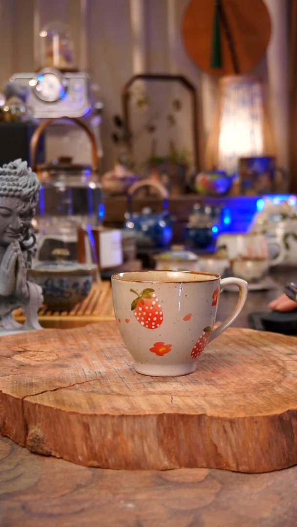 杯子草莓景德镇陶泥手绘