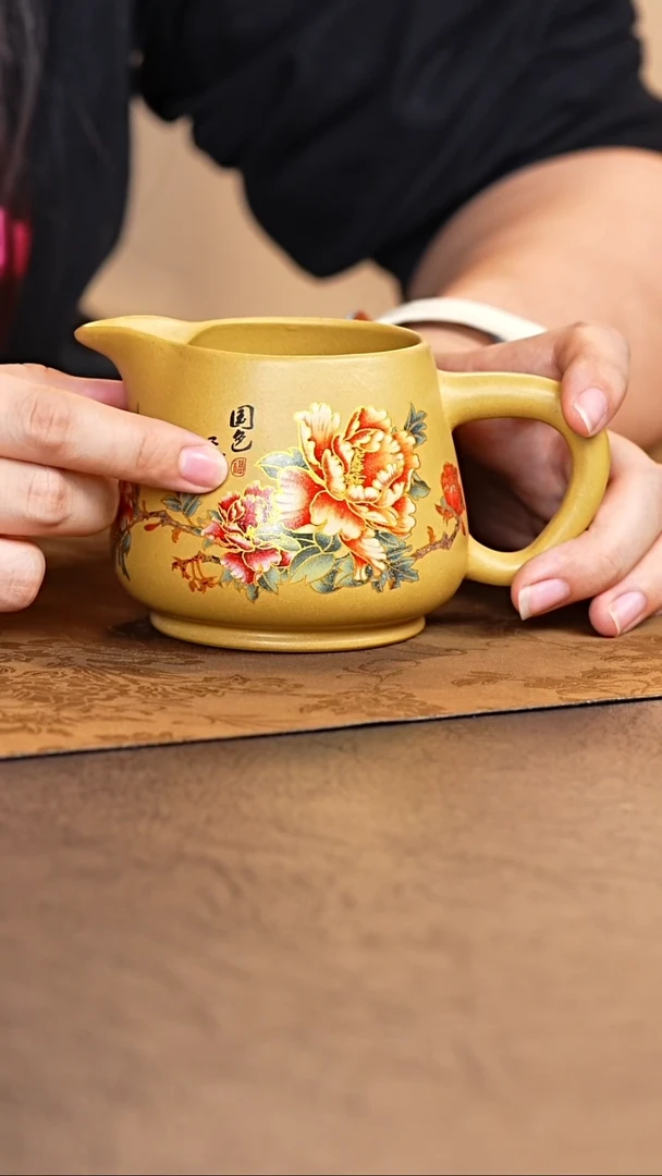 茶杯紫砂宜兴原矿紫砂黄金段公道杯