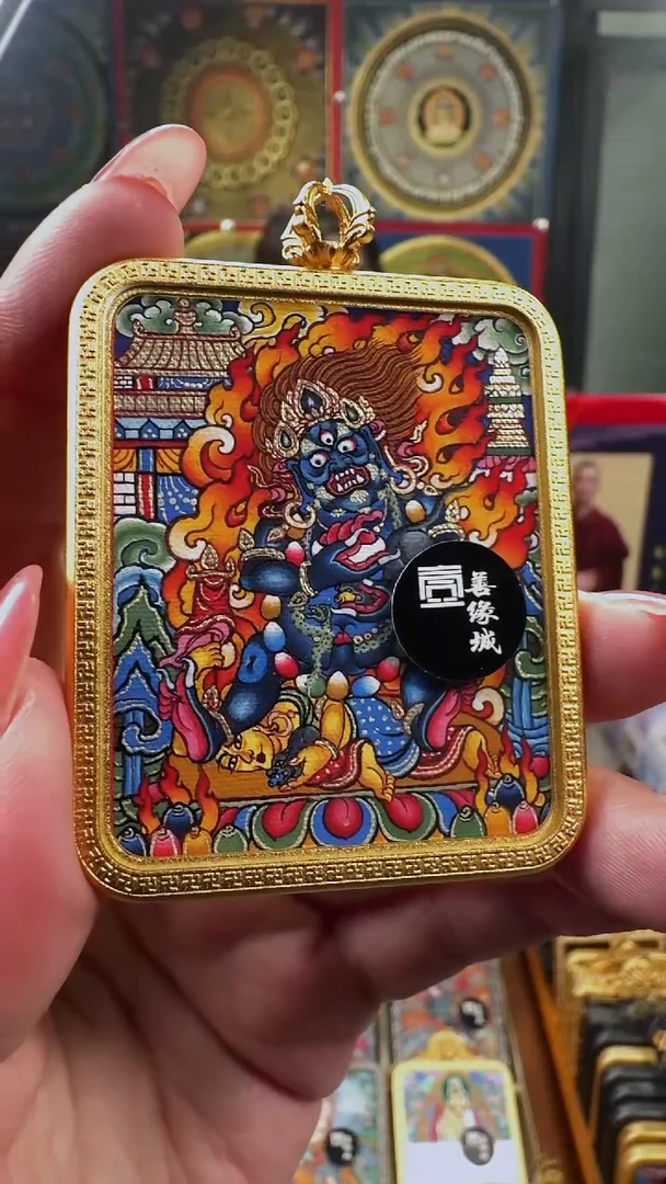 吊坠 壹善缘城手绘唐卡黑C