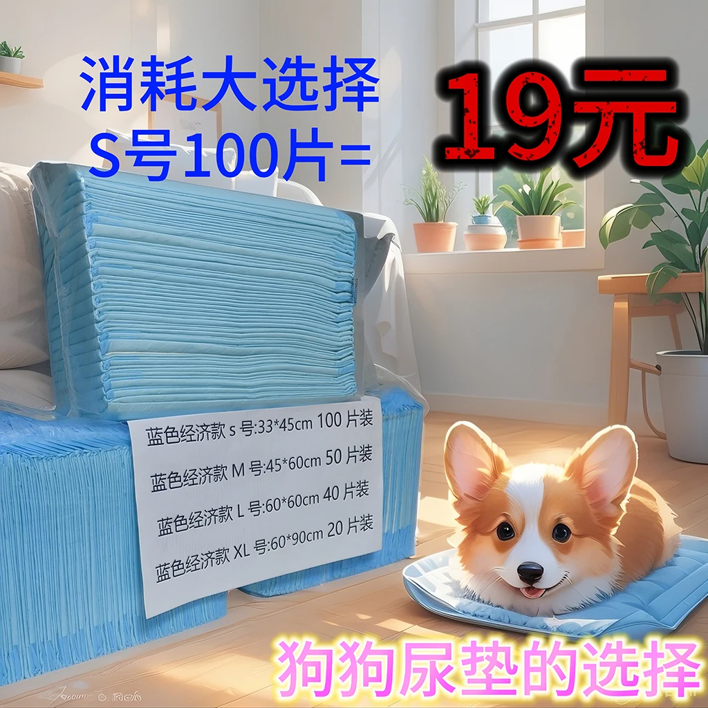 宠物尿垫快速锁水加厚除臭狗狗经济蓝色款宠物一次性尿片