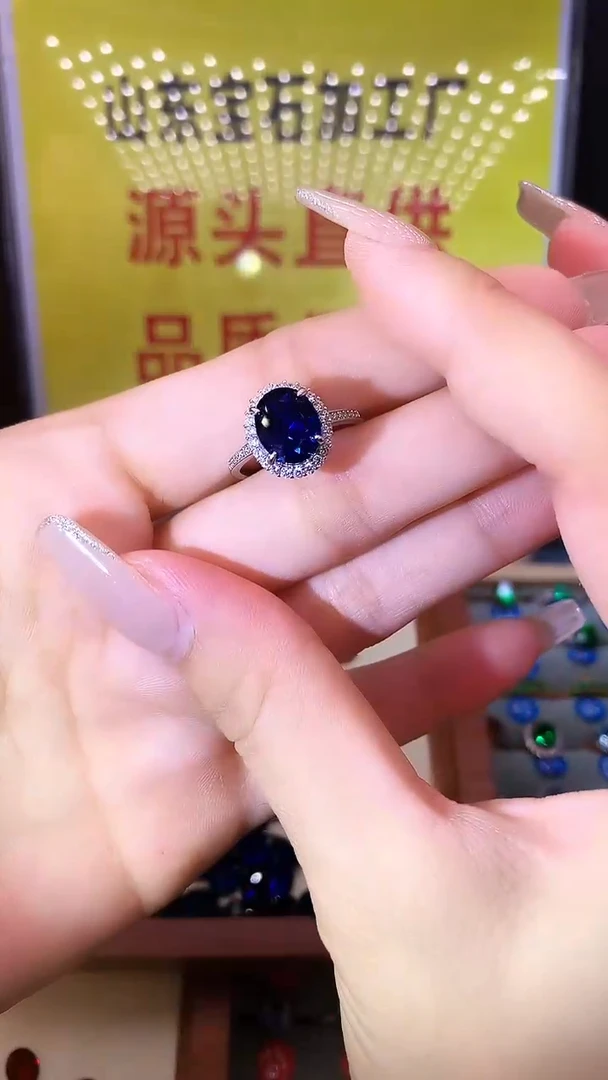 蓝宝石戒指银S925镶嵌........