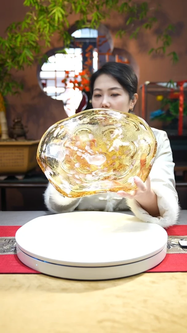 【闪购商品】琉璃手工艺品金色果盘