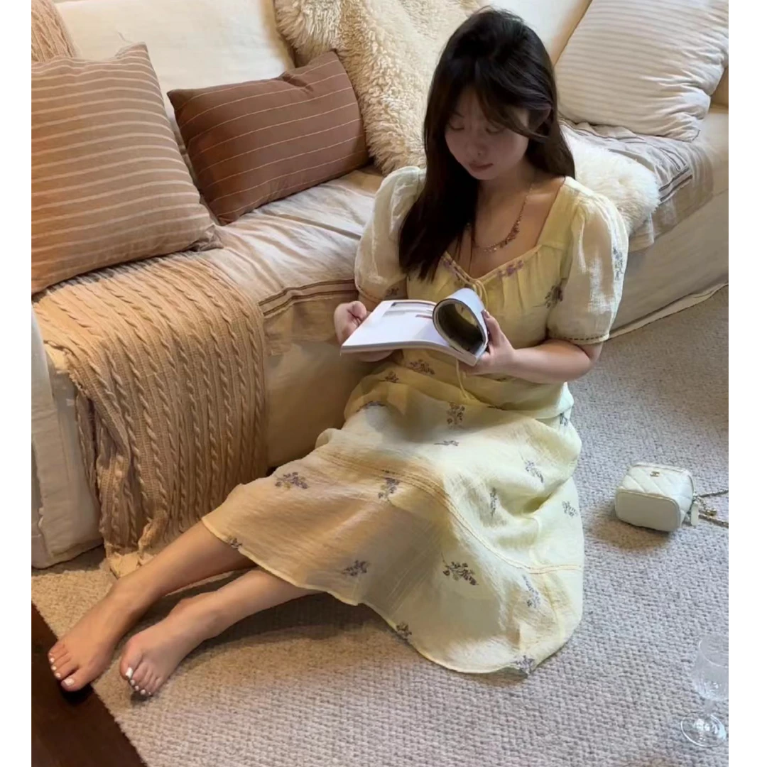 【甜心女爵】法式茶歇U领系带连衣裙女装连衣裙夏季时尚