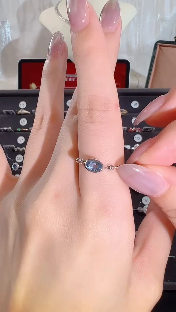 海蓝宝石戒圈18K金镶嵌BR19136-3#-W#120