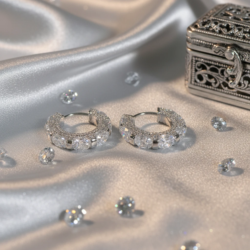 高奢定制YX-典藏-尊享高奢-白钻耳饰-豪镶注厚金耳饰y102