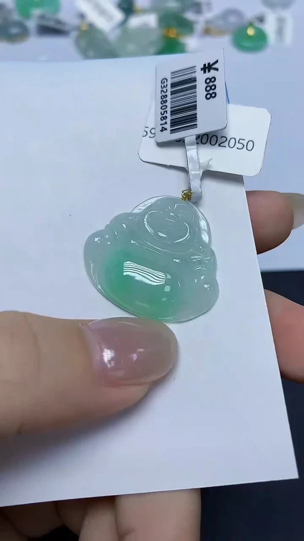 翡翠18K金镶嵌颈饰天然缅甸翡翠A货