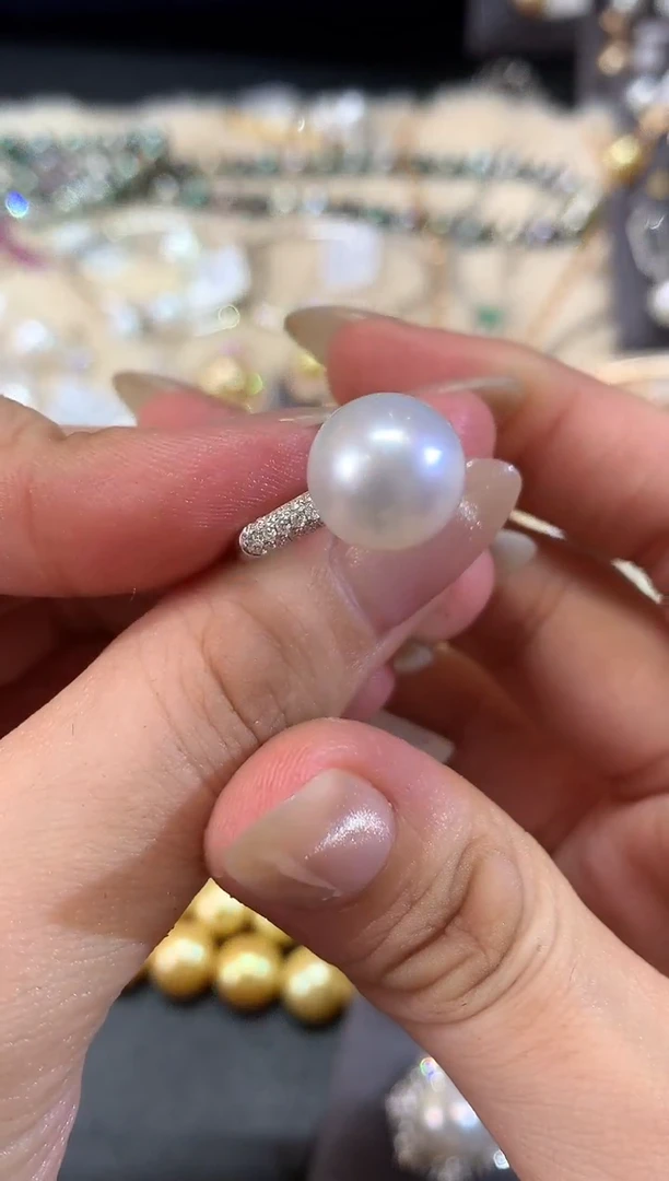 18K金镶嵌戒指海水珍珠A202|9999