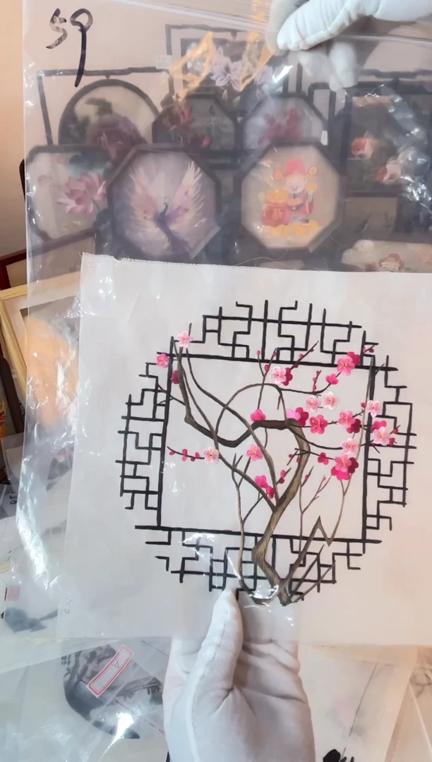 织绣纯手工苏绣双面绣绣布