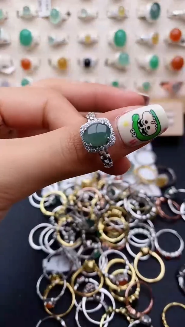 【闪购商品】翡翠戒指银S925镶嵌缅甸翡翠