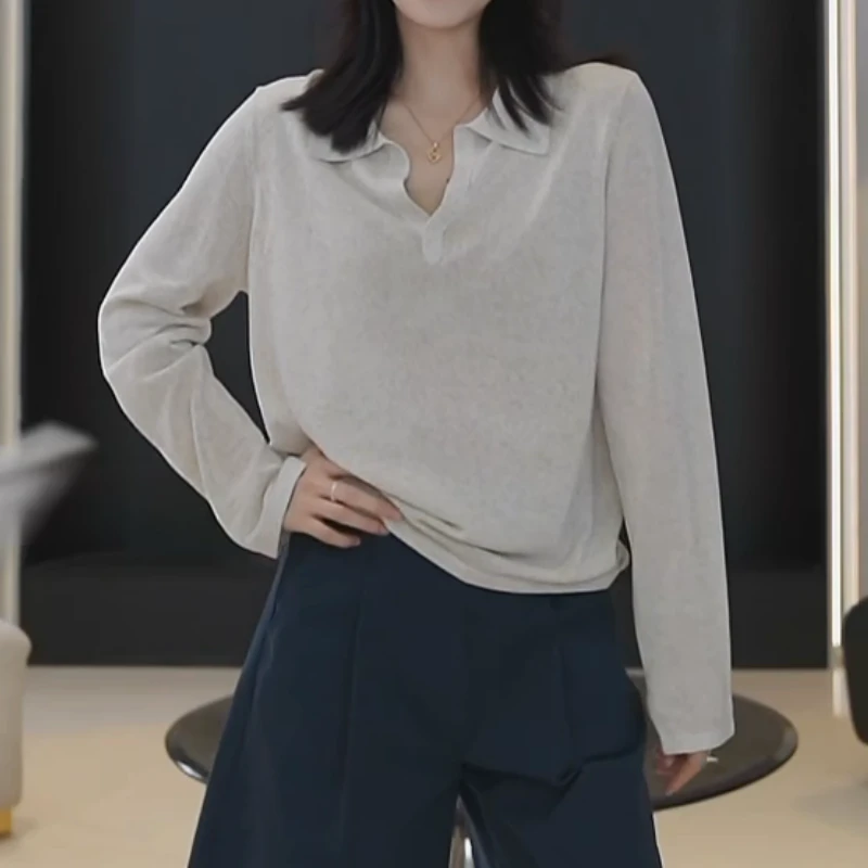 2025夏季新款时尚百搭海鸥领设计感超轻薄T恤LK2504560