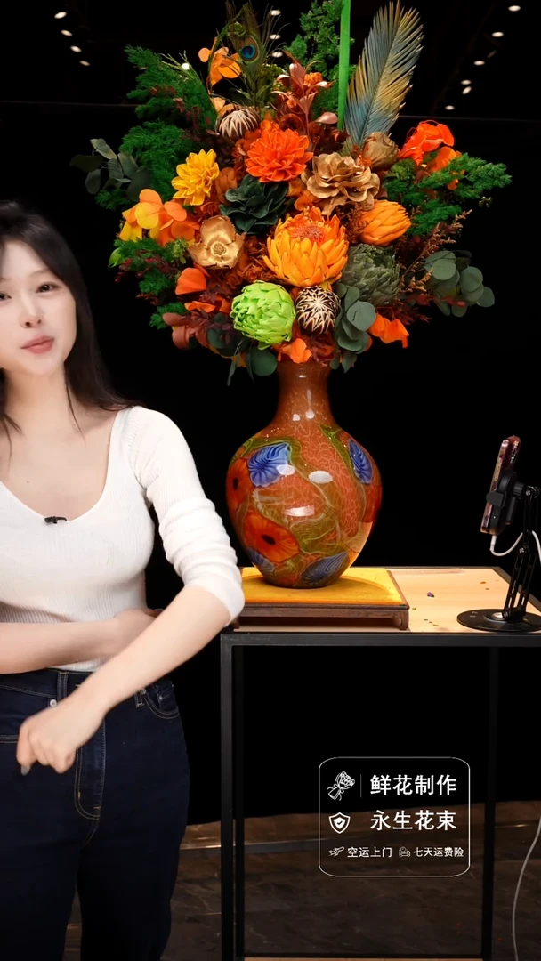 手工艺品琉璃手工花器花束空运包邮送货上门-以图片为准