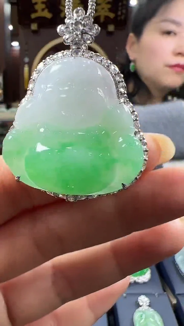 【闪购商品】翡翠挂件18K金镶嵌佛公