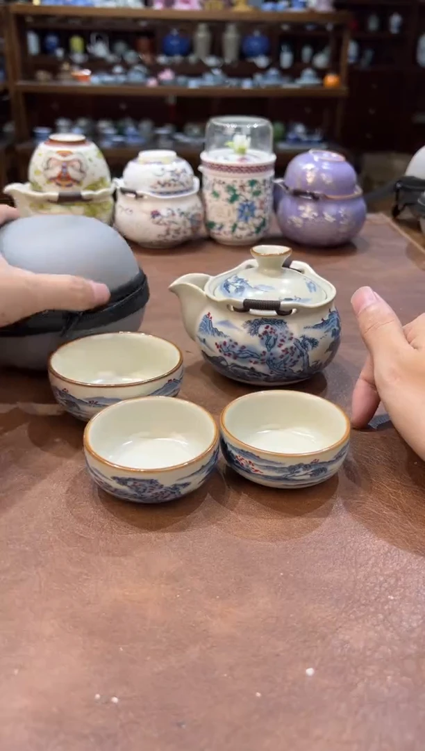 真的很便宜超好看会开片的旅行茶具