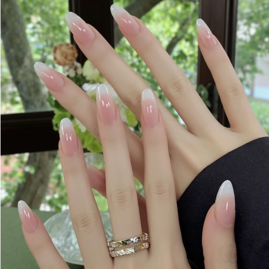 夏日法式甲片【茉莉奶白】纯手工穿戴甲美甲显手白裸色温柔高级感