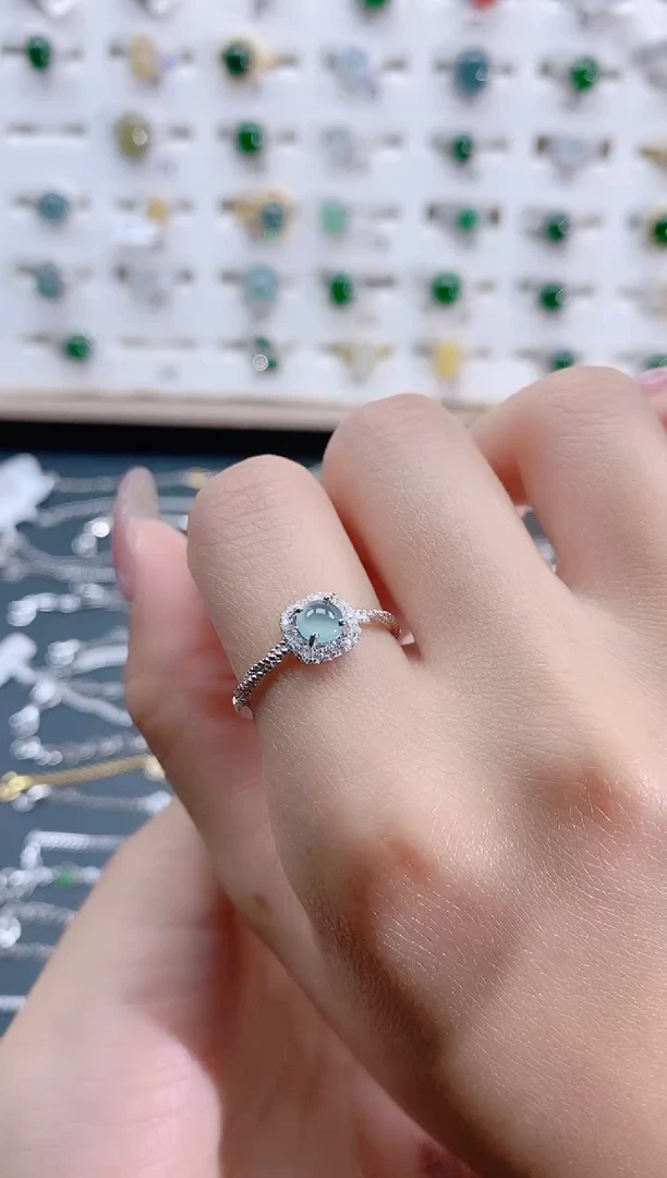 【闪购商品】翡翠银S925镶嵌戒指天然翡翠