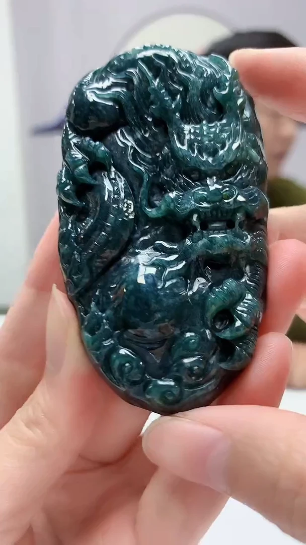 【闪购商品】定制翡翠未镶嵌4917zm-毛货挂件117龙牌