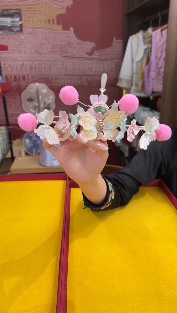 刺绣非遗绒花（发饰）