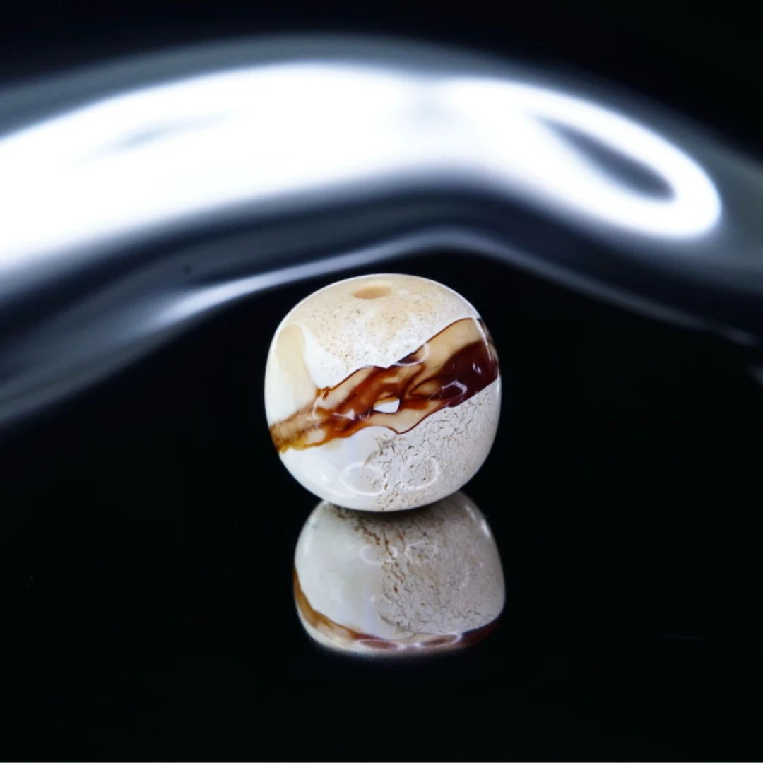 「闪电」11mm红白彩沁一线天老型   天然琥珀蜜蜡精品手作文玩配饰