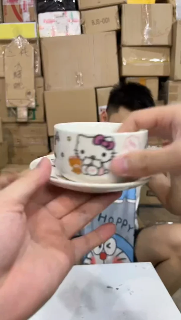 瓷片白色kt猫一杯一碟