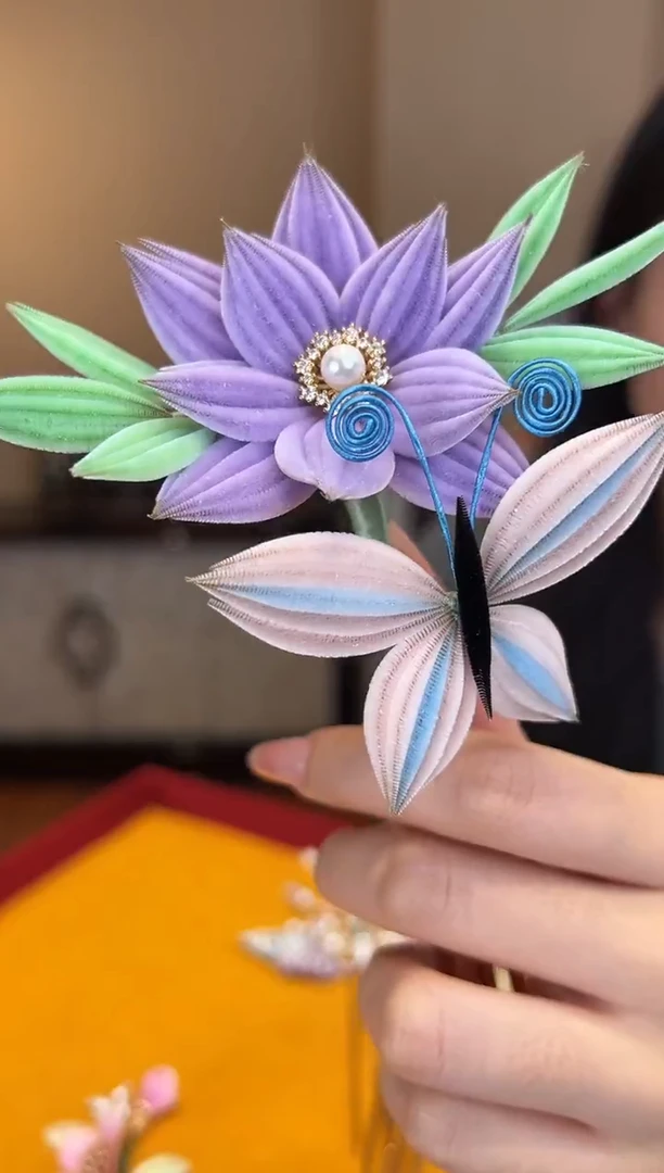 刺绣非遗绒花（发饰）