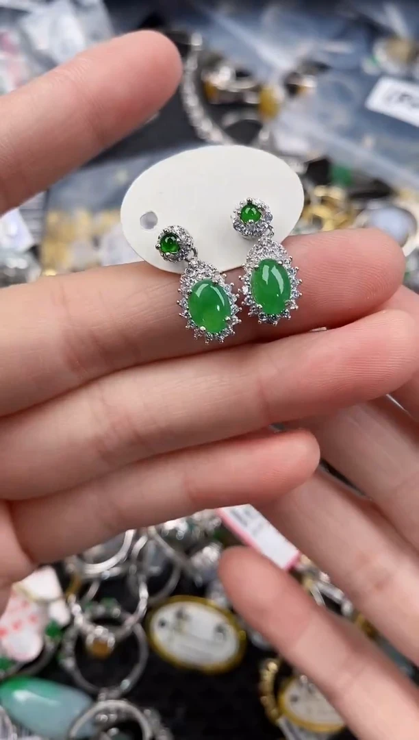 银S925镶嵌戒指翡翠222           8