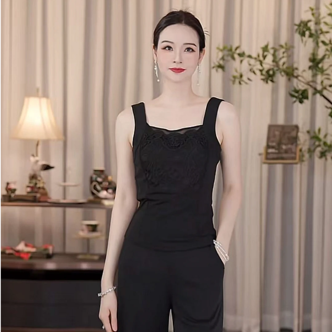 SUSSI古色丨“雅致云烟”中式无袖前胸刺绣收腰国风吊带背心女