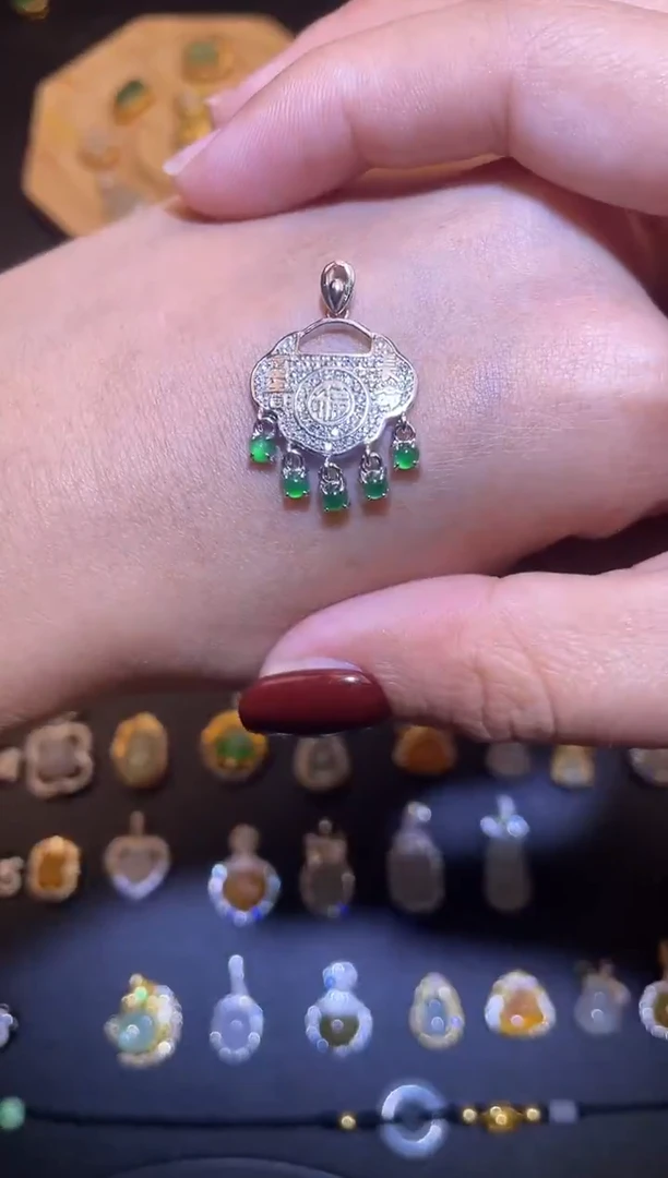 吊坠(不含链)银S925镶嵌翡翠1