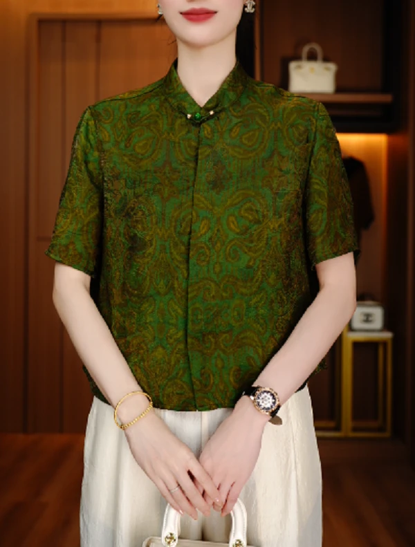 新中式显瘦减龄气质轻奢时尚女士上衣百搭V25Q961