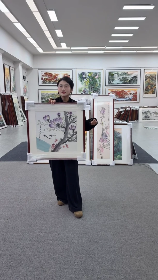 国画手绘 68*68斗方紫气东来
