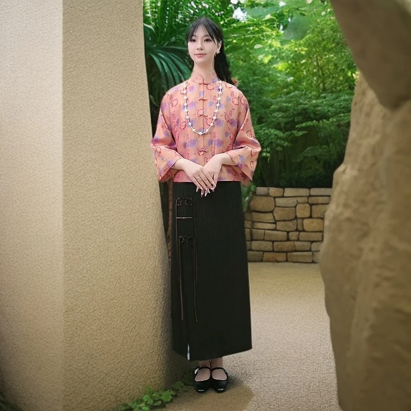 上海鉴界传统中国风裙子千韵非遗四经花罗新中式半裙